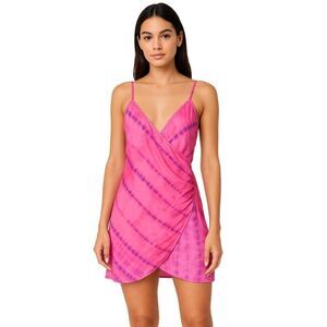 ASOS Pink Purple Tie-Dye Spaghetti Strap Festival Scalloped Hem Dress Womens 6